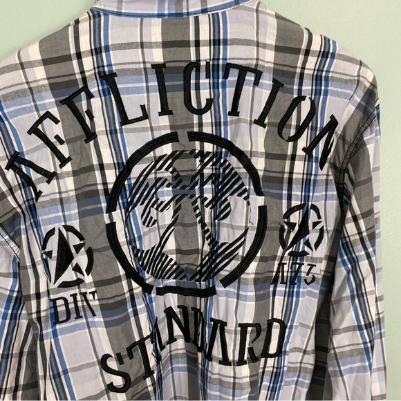 Affliction Blue Black Plaid Button Down‎ Shirt Mens XL - Picture 6 of 6